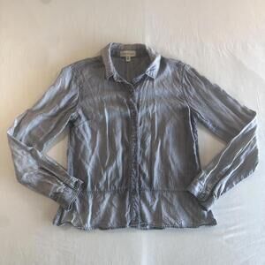 Cloth and Stone Anthropologie Women's Blue Long Sleeve Button Down Shirt Sz XS